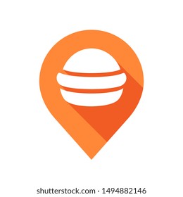 Pin map and fast food logotemplat, flat burger icon design - Vector