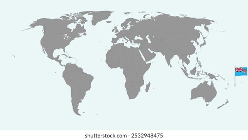 Pin map with Fiji flag on world map. Vector illustration.