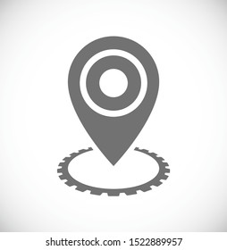 pin map with gear - concept outline icon