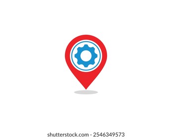 Plantilla de Vector de diseño de logotipo de Imagen de icono de engranaje de mapa de pin
