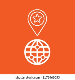 pin map and globe icon, stock vector illustration, EPS10. 