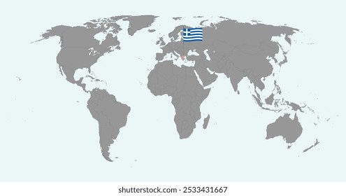 Pin map with Greece flag on world map. Vector illustration.