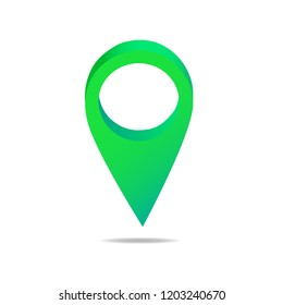 pin map green 3D isolated on white background vector