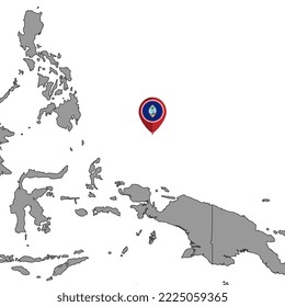 Mapa con la bandera de Guam en el mapa del mundo. Ilustración vectorial.
