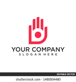 pin map with hand logo negative space style