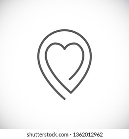 pin map heart logo outline icon