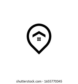 Pin map house logo design vector