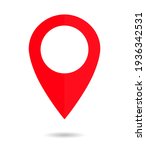 Pin of map. Icon of drop pin. Place of location. Red gps marker. Geo point for position and navigation. Pinpoint place on map. Symbol of travel and direction for app. Landmark for city. Vector.