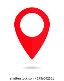 Pin Of Map. Icon Of Drop Pin. Place Of Location. Red Gps Marker. Geo Point For Position And Navigation. Pinpoint Place On Map. Symbol Of Travel And Direction For App. Landmark For City. Vector.