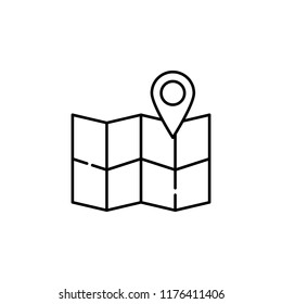 icono de asignación de pines. Elemento de seo e icono de marketing en línea para concepto móvil y aplicaciones web. Icono de mapa de pines de línea delgada puede ser usado para web y móvil
