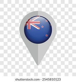 Pin map icon flag of New Zealand isolated on transparent background. Vector illustration