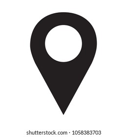 Pin map icon flat vector silhouette isolated