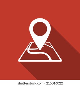 pin map icon with long shadow 