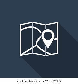 pin map icon with long shadow