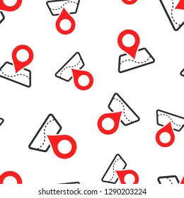 Pin map icon seamless pattern background. Gps navigation concept vector illustration. Target destination symbol pattern.