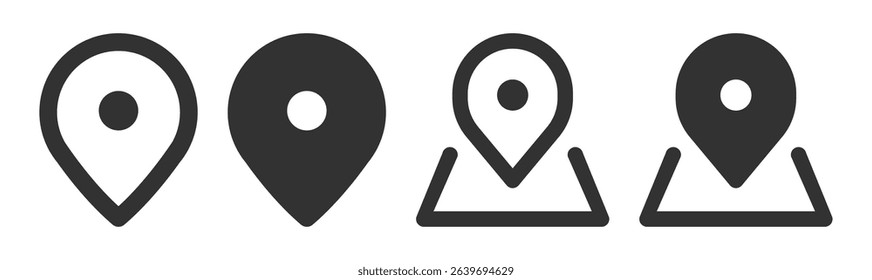 Pin map icon set on transparent. Location icon vector. Modern map markers