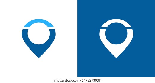 Pin map icon vector. gps place position marker point blue logo