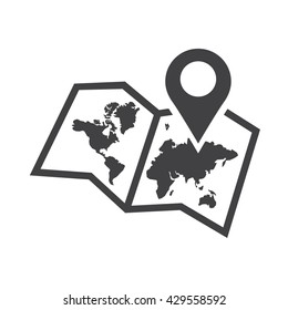 Pin and Map icon Vector Illustration on the white background.