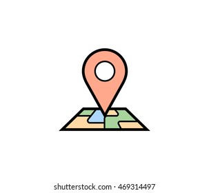 Icono de mapa de clavijas. Ilustración vectorial del pasador de mapa