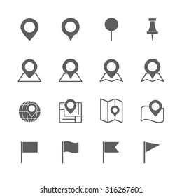 pin map icons set