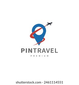 Pin map illustration for travel icon logo design
