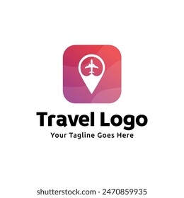 Pin map illustration for travel icon logo design