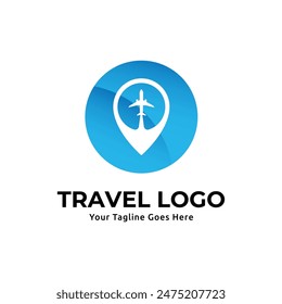 Pin map illustration for travel icon logo design