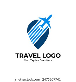 Pin map illustration for travel icon logo design