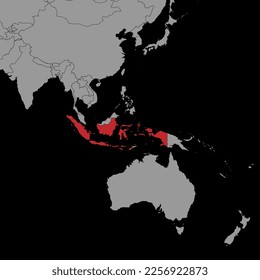 Pin map with Indonesia flag on world map. Vector illustration.
