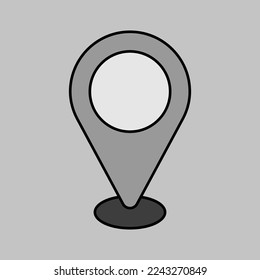Icono de escala de grises aislado del mapa de pines. Puntero de mapa. Marcadores de mapa. Símbolo de ubicación GPS. Signo de navegación. Símbolo gráfico del sitio web de viajes y turismo y aplicaciones, logotipo, aplicación, interfaz de usuario