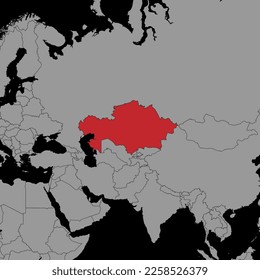 Pin map with Kazakhstan flag on world map. Vector illustration.