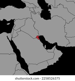 Mapa con la bandera de Kuwait en el mapa del mundo. Ilustración vectorial.