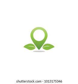 Pin map leaf agriculture logo design template vector