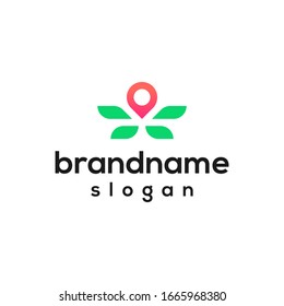 pin map leaf logo design vector