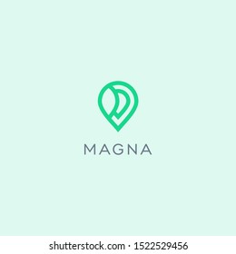 Pin map with leaf logo icon design vector. Symbol 