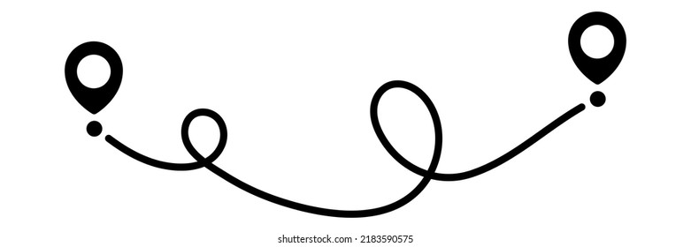 Pin map line. Navigation pointers. Vector illustration isolated on white.