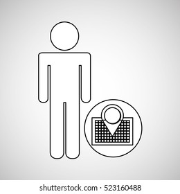 pin map locate destination icon silhouette man vector illustration eps 10