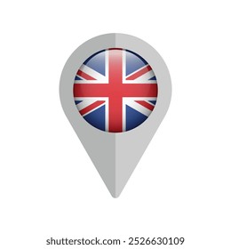 Pin map location icon flag of United Kingdom isolated on white background. Vector