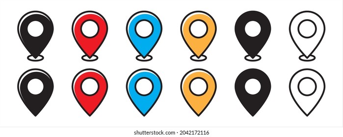 Pin map location icon set. Map pin point marker vector icons set. Map position mark symbol icon.