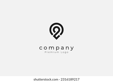 Pin Map Location Logo Design, Pin with number two combination, usable for Place, traveling and company logos, vector illustration