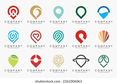 pin map location logo icon set.