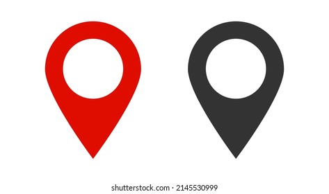 A pin or map pin for a location marker on a map. Navigation and location icon. Map position indicator. Direction and navigation icon. Vector.