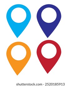 A pin or map pin for a location marker on a map. Navigation and location icon. Map position indicator. Direction and navigation icon. Vector.
