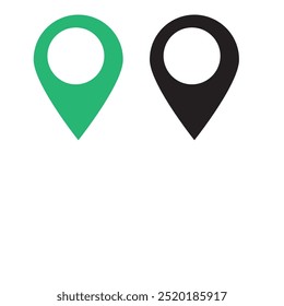 A pin or map pin for a location marker on a map. Navigation and location icon. Map position indicator. Direction and navigation icon. Vector.