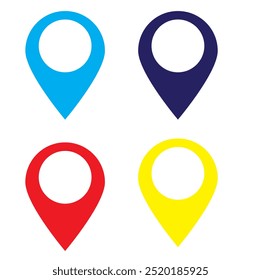 A pin or map pin for a location marker on a map. Navigation and location icon. Map position indicator. Direction and navigation icon. Vector.