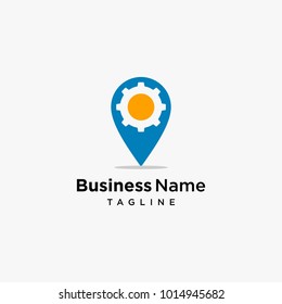 Pin map logo design inspiration, pin map with heart logo design, pin map with time needle vector, pin map with gear vector