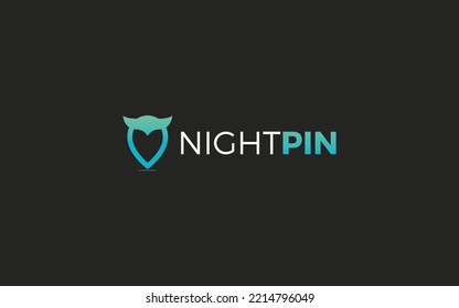 Pin map logo form owl head symbol	
