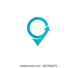 Pin map logo location arrow vector icon 