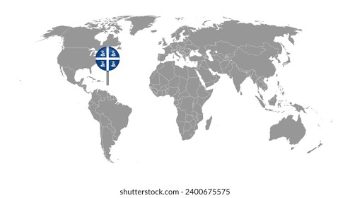 Mapa con la bandera de Martinica en el mapa del mundo. Ilustración vectorial.