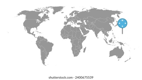 Pin map with Micronesia flag on world map. Vector illustration.